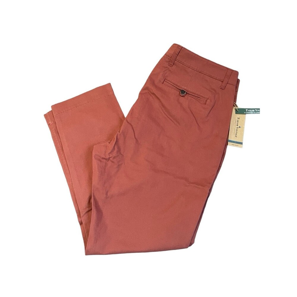 Tailor Vintage Pants Men's 38x30 Canyon Red Faded Slim Fit Stretch Spandex NEW